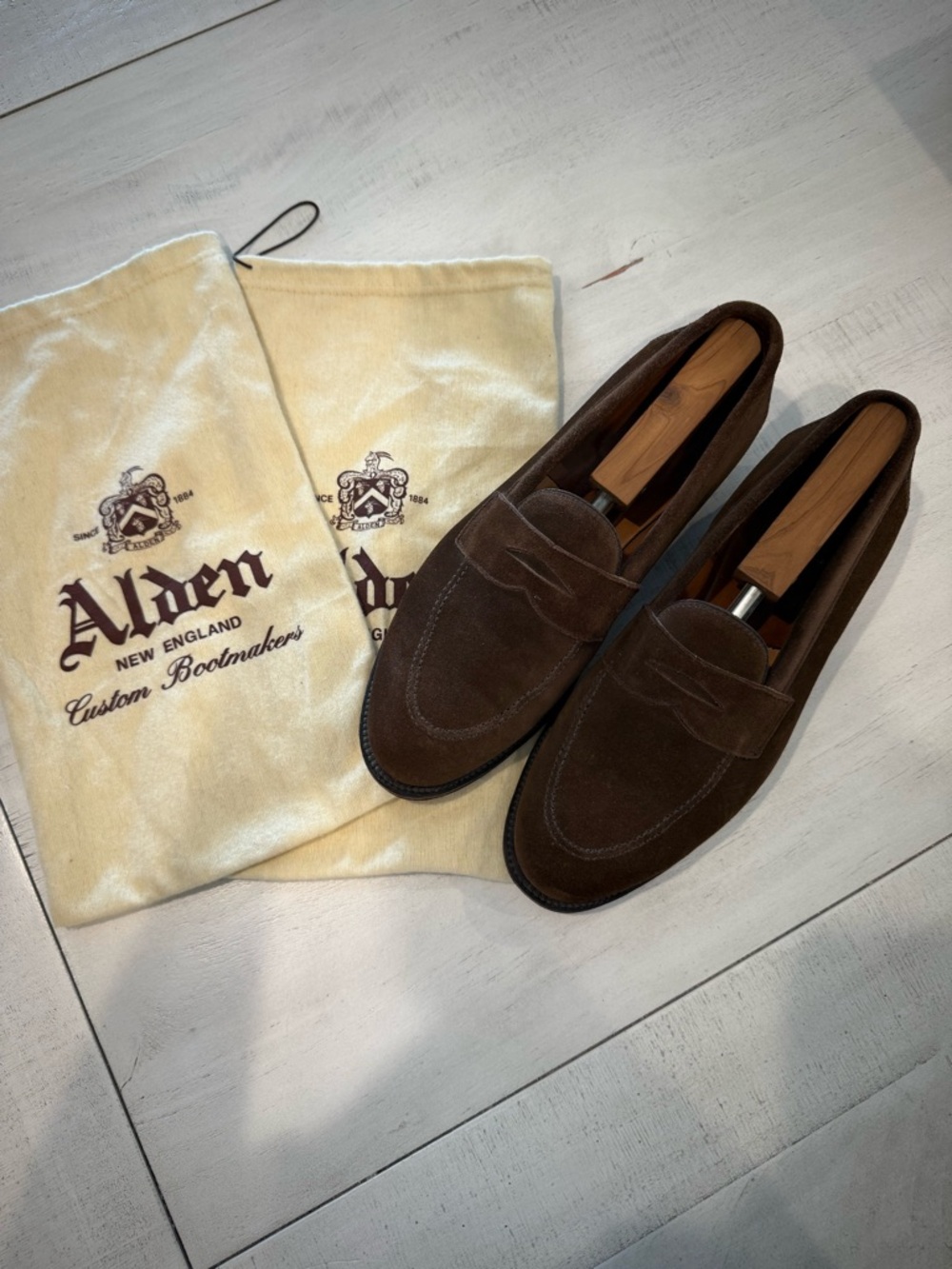 Alden Chocolate Brown Suede Loafers